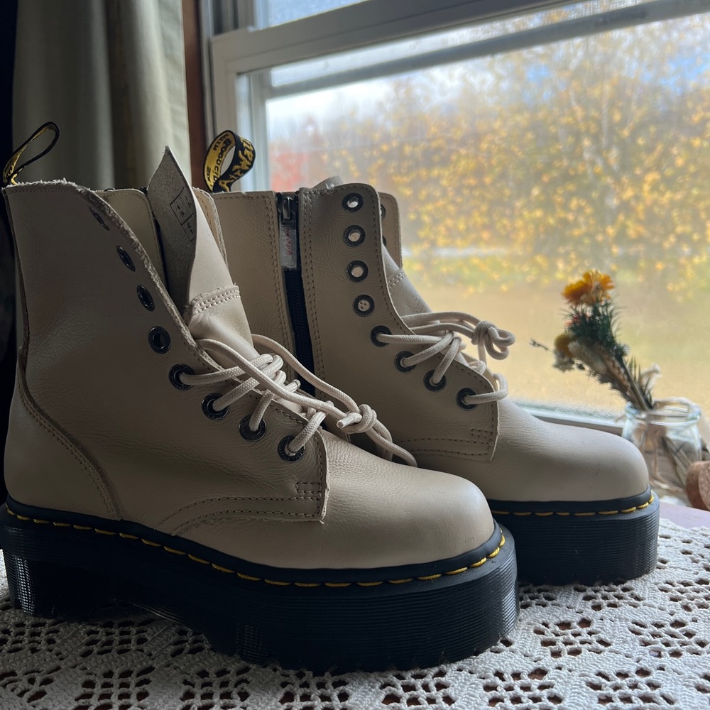 Dr. Martens Women's Beige Combat Boots
